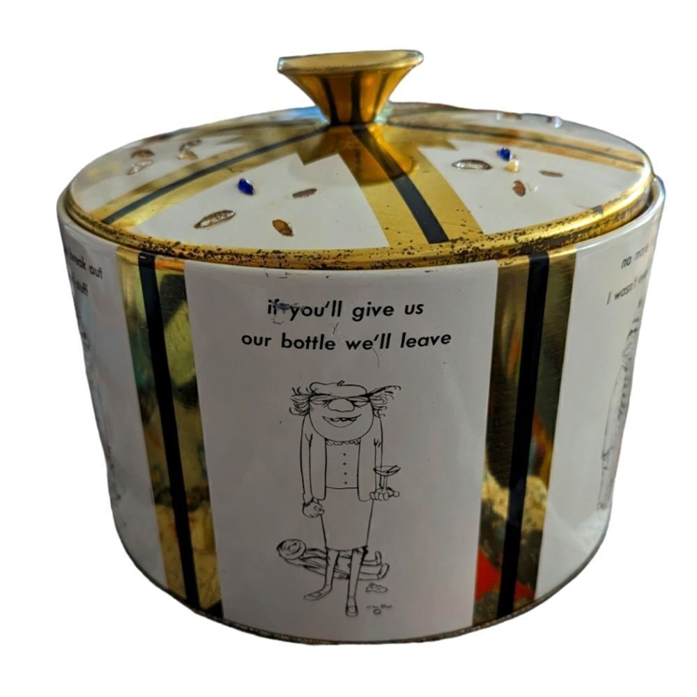 MCM Fabcraft Ice Bucket Funny Cartoon‎ Insulated Metal Cork Barware